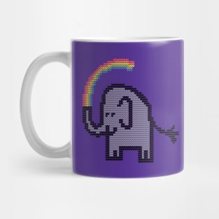 Knitted Cute Animals Elephant and Rainbow Mug